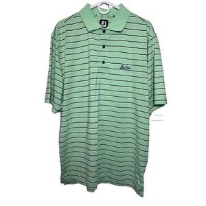 FootJoy Golf Polo Shirt Men's Large Green Stripes Sea Island Performance